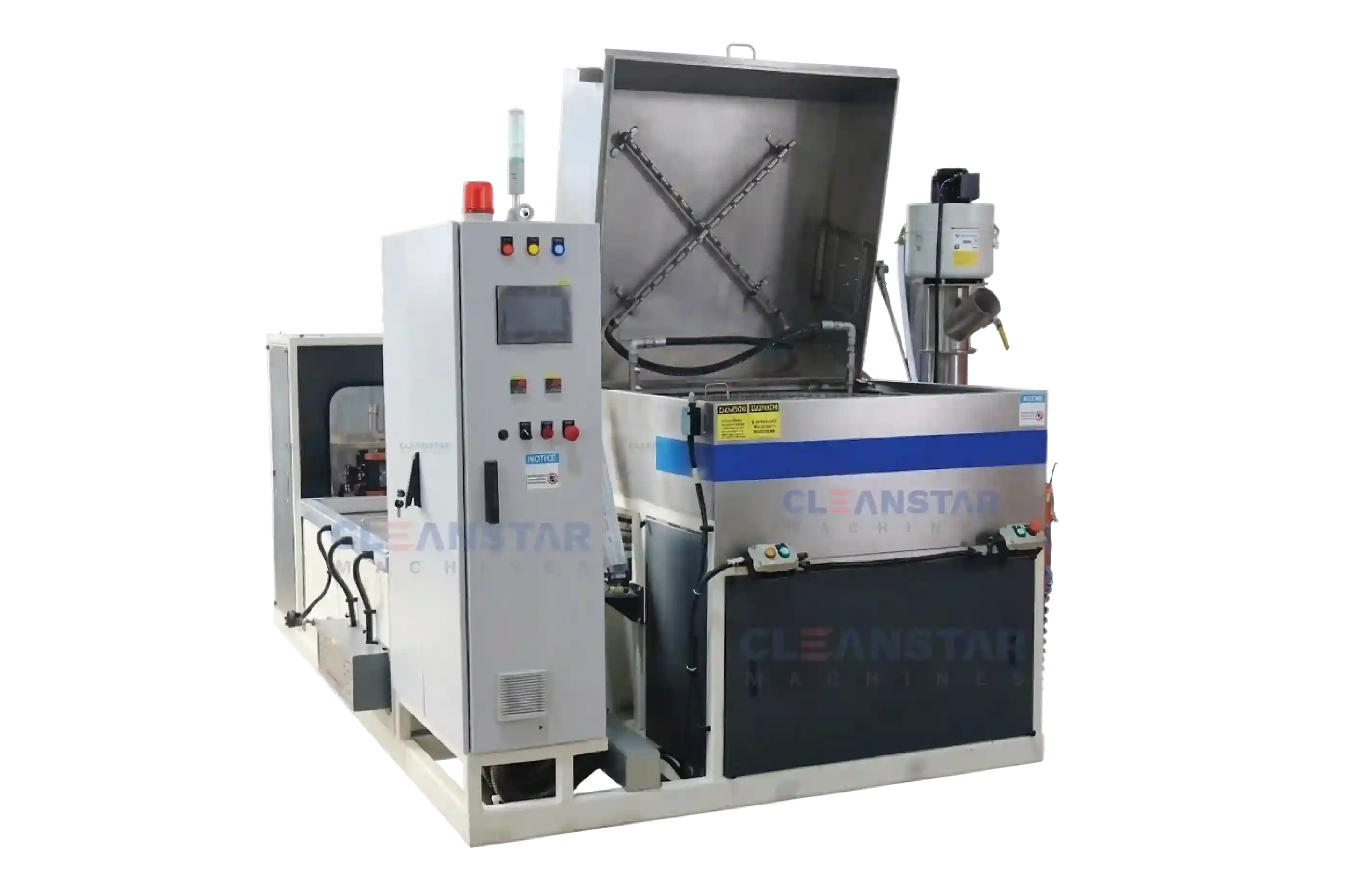 Industrial top load parts washer system with advanced spray technology