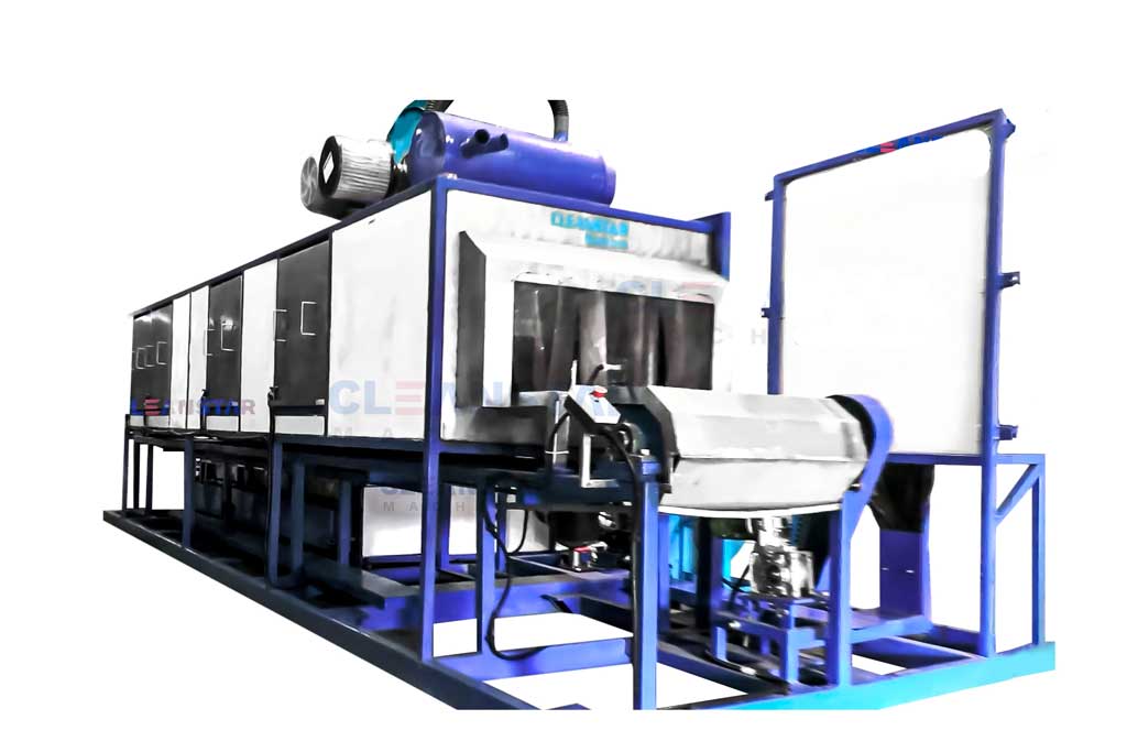side view of conveyor parts washer